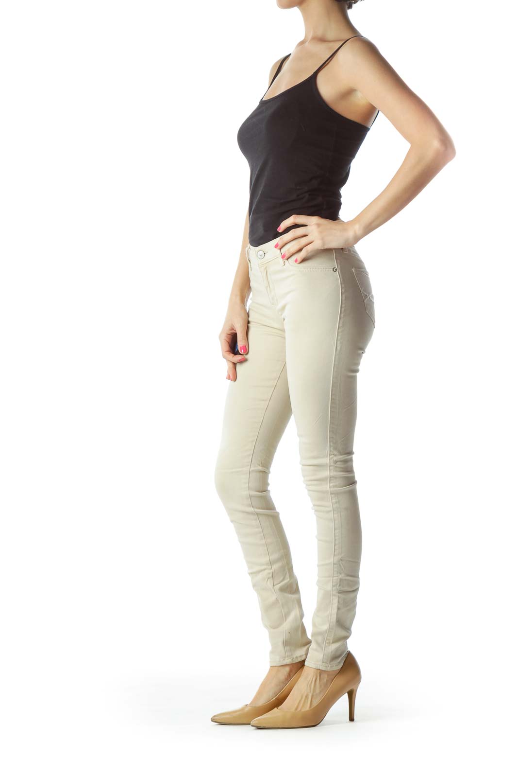 Beige Denim Skinny Jeans