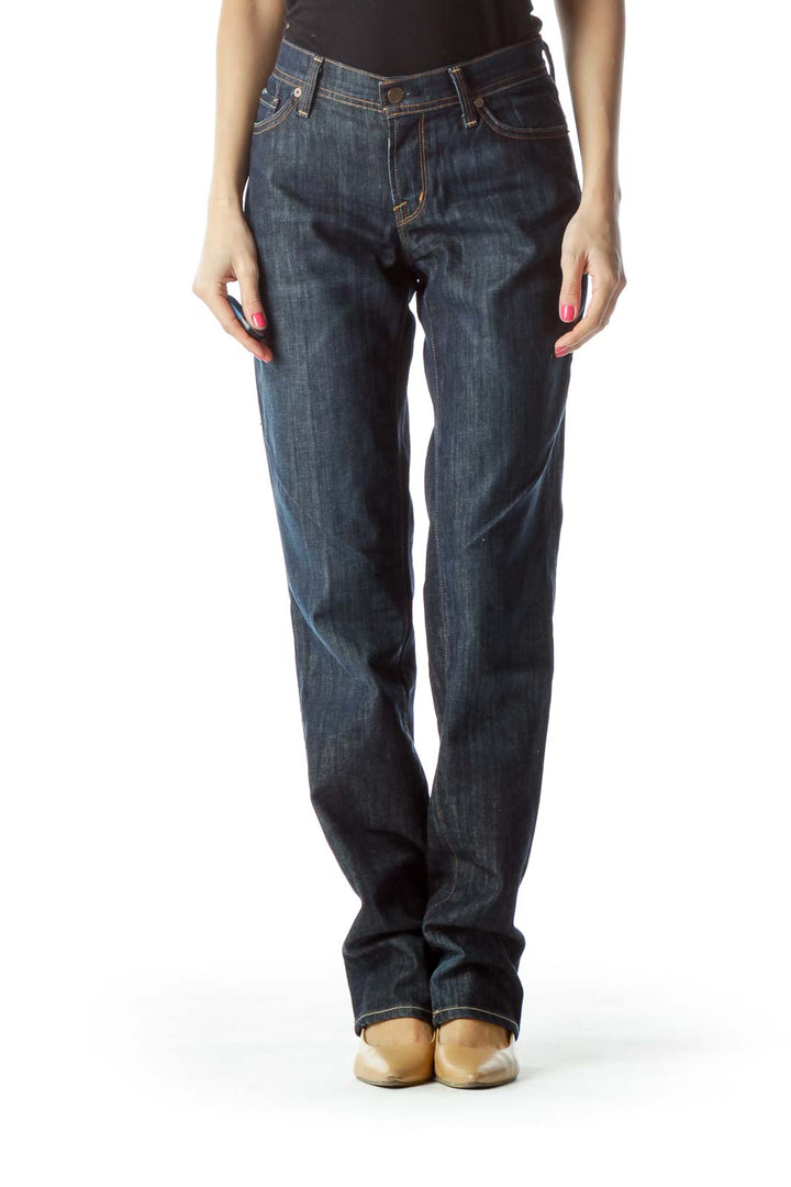 Blue Straight Leg Jeans