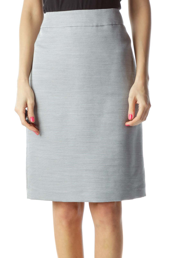 Silver Textured Pencil Skirt