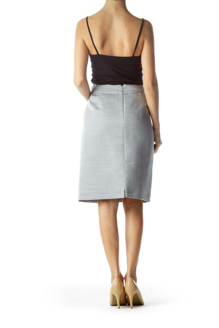 Silver Textured Pencil Skirt