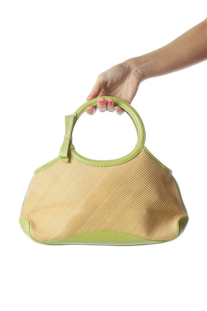 Beige Green Bamboo Satchel