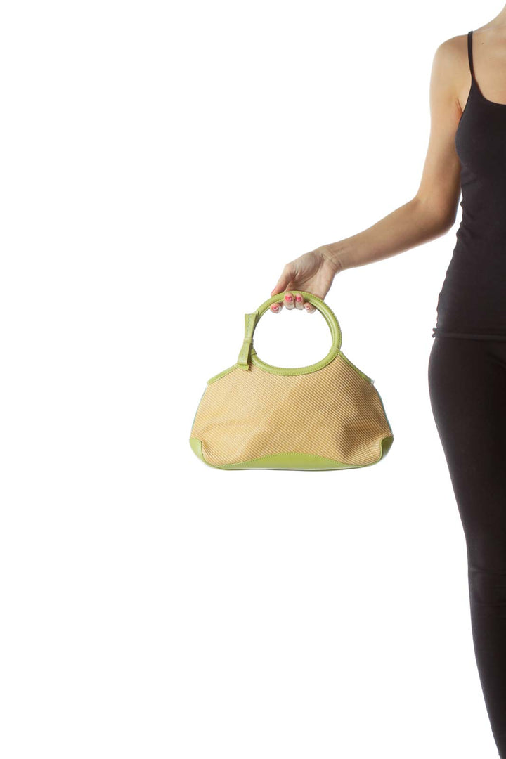 Beige Green Bamboo Satchel