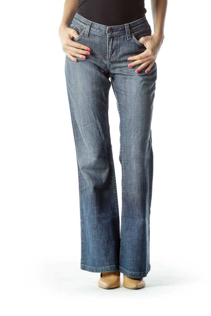 Blue Wide-Leg Denim Jeans