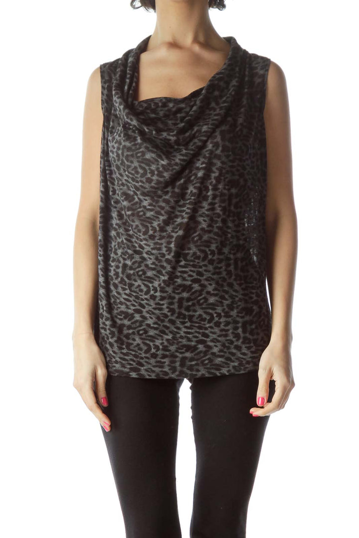 Black Sheer Animal Print Tank