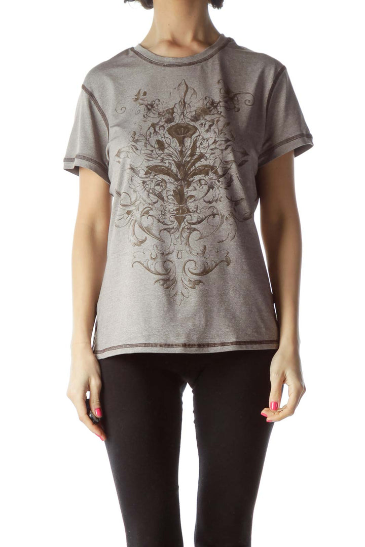 Brown Printed Sport Top