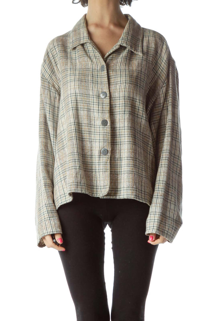 Brown Printed Cotton Shirt