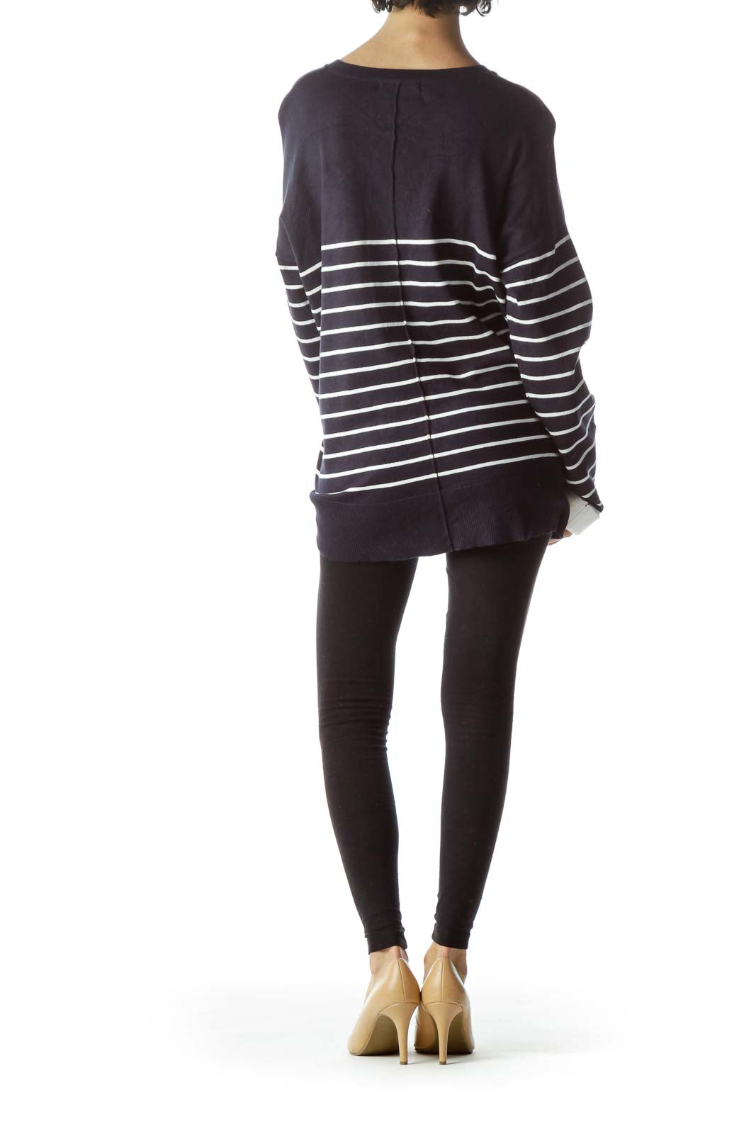 Navy White Striped Sweater