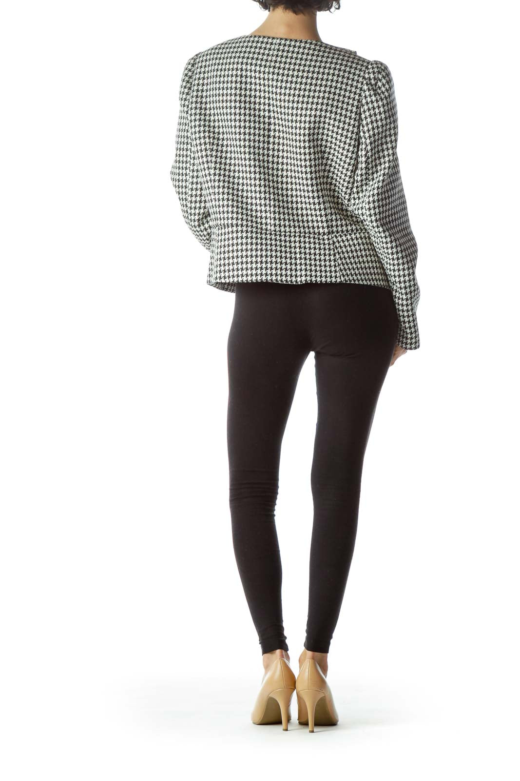 Black White Houndstooth Print Jacket