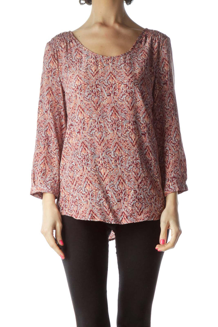 Pink Printed Silk Blouse