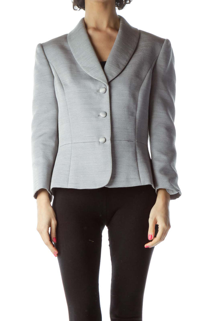 Silver Textured Suit Jacket