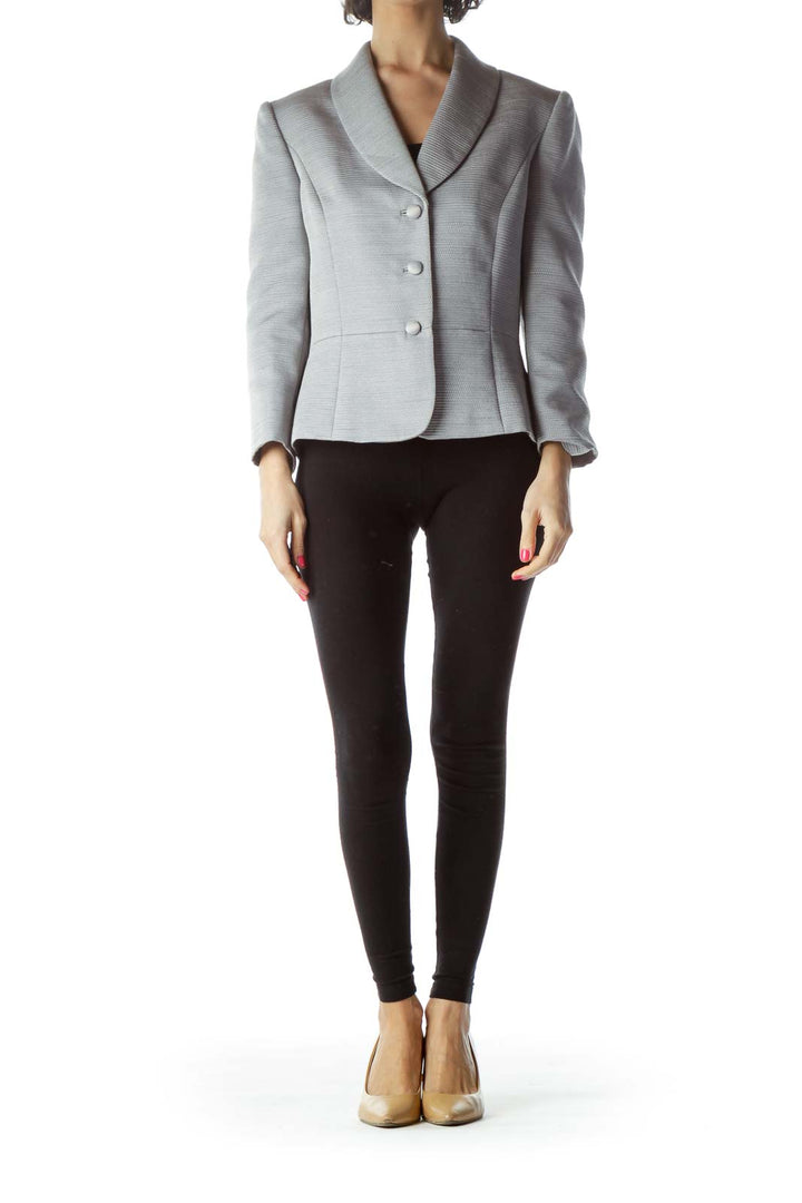 Silver Textured Suit Jacket