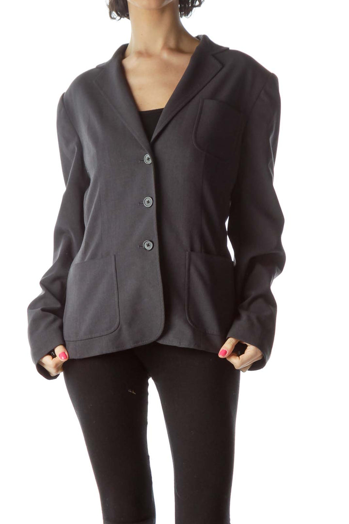 Gray Pocketed Suit Jacket