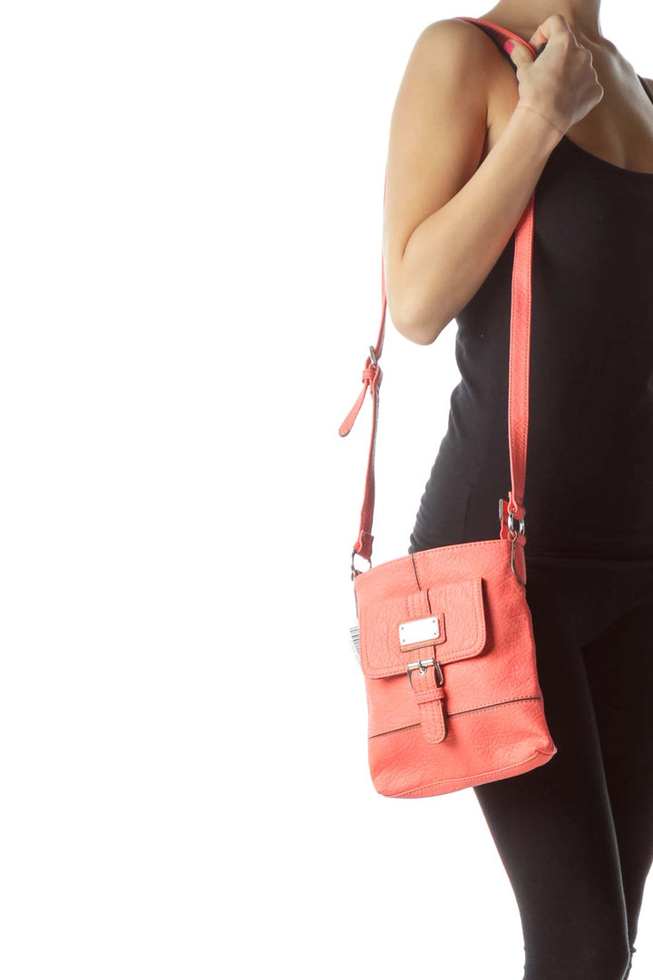 Pink Buckle Detailed Crossbody Bag