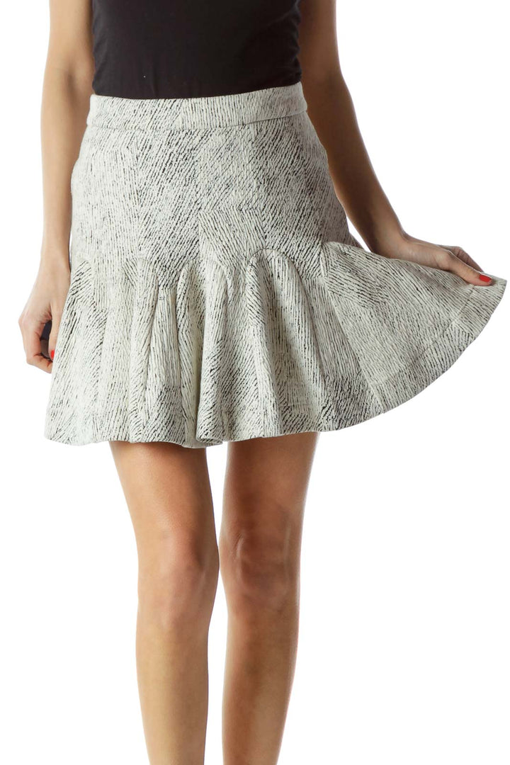 Front view of white textured flare mini skirt from Banana Republic