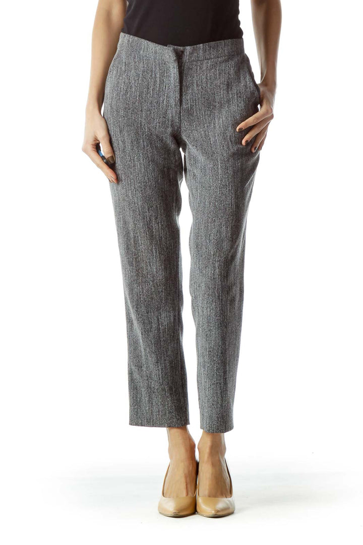 Front view of Yoana Baraschi gray textured slim-fit trousers