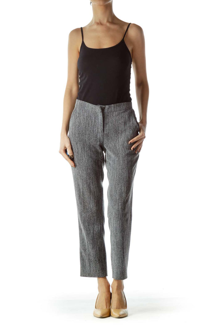 Front view of Yoana Baraschi gray textured slim-fit trousers