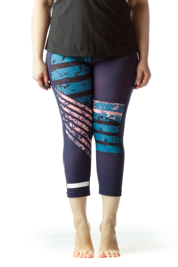 Blue Pink Black Print Fitted Sports Pants