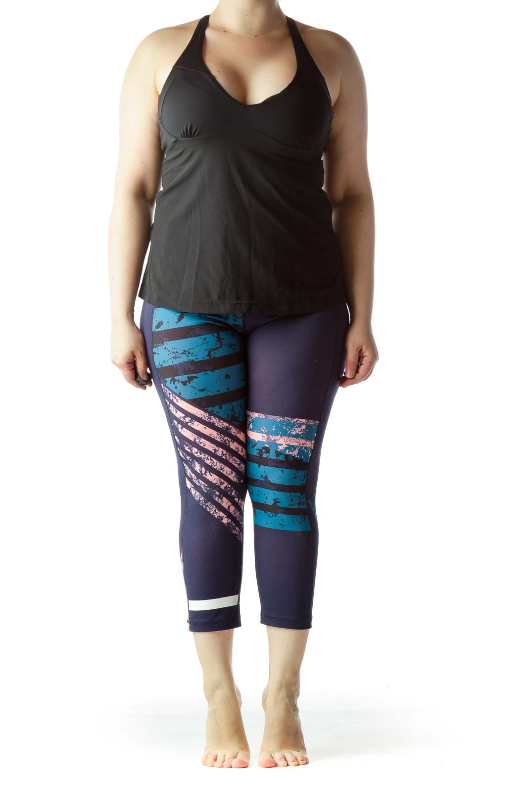 Blue Pink Black Print Fitted Sports Pants