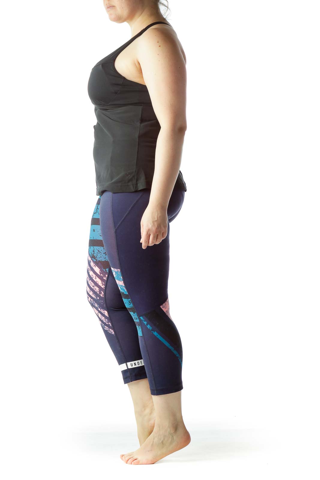 Blue Pink Black Print Fitted Sports Pants