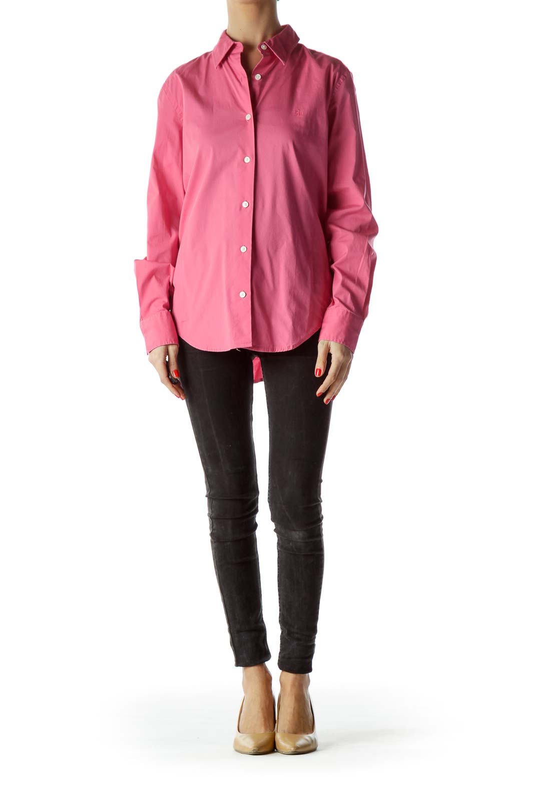 Pink Collared Long Sleeve Buttoned Shirt