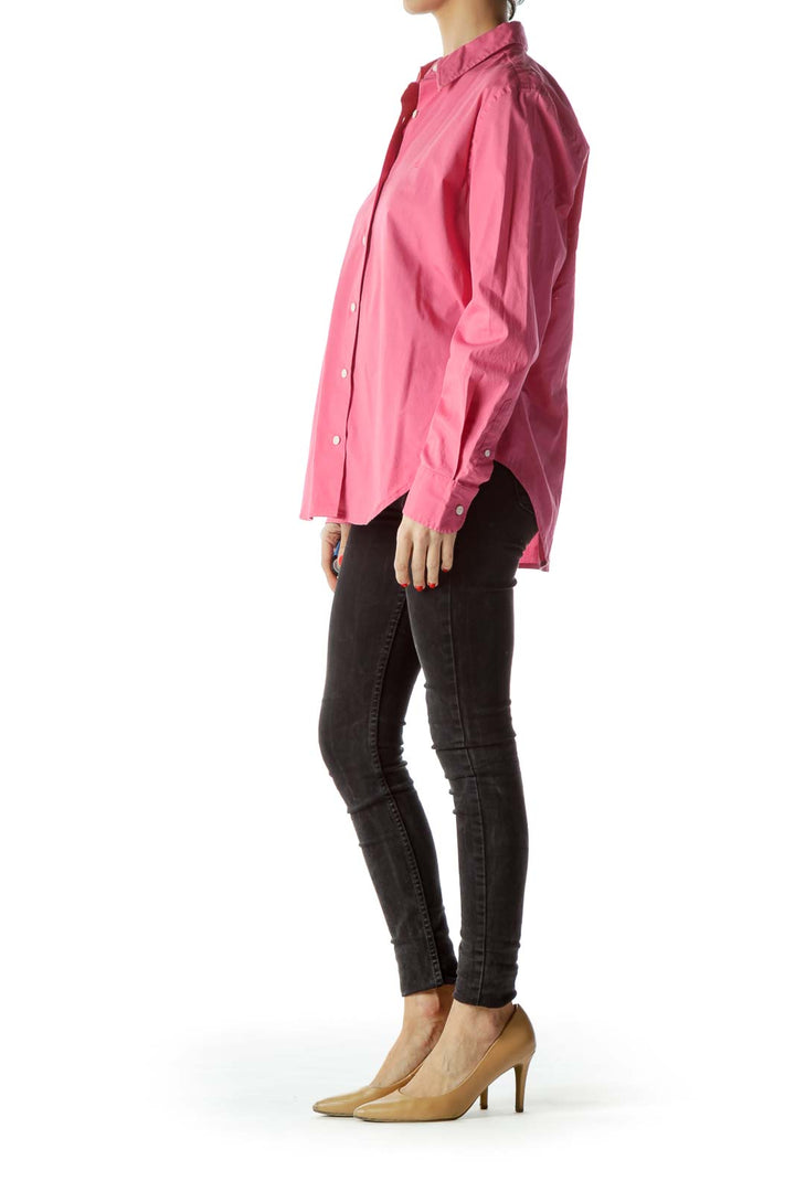 Pink Collared Long Sleeve Buttoned Shirt