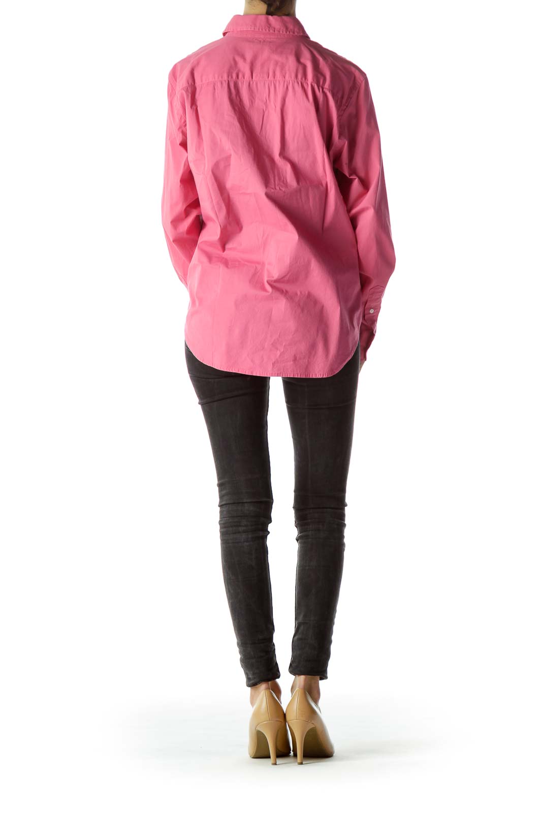 Pink Collared Long Sleeve Buttoned Shirt