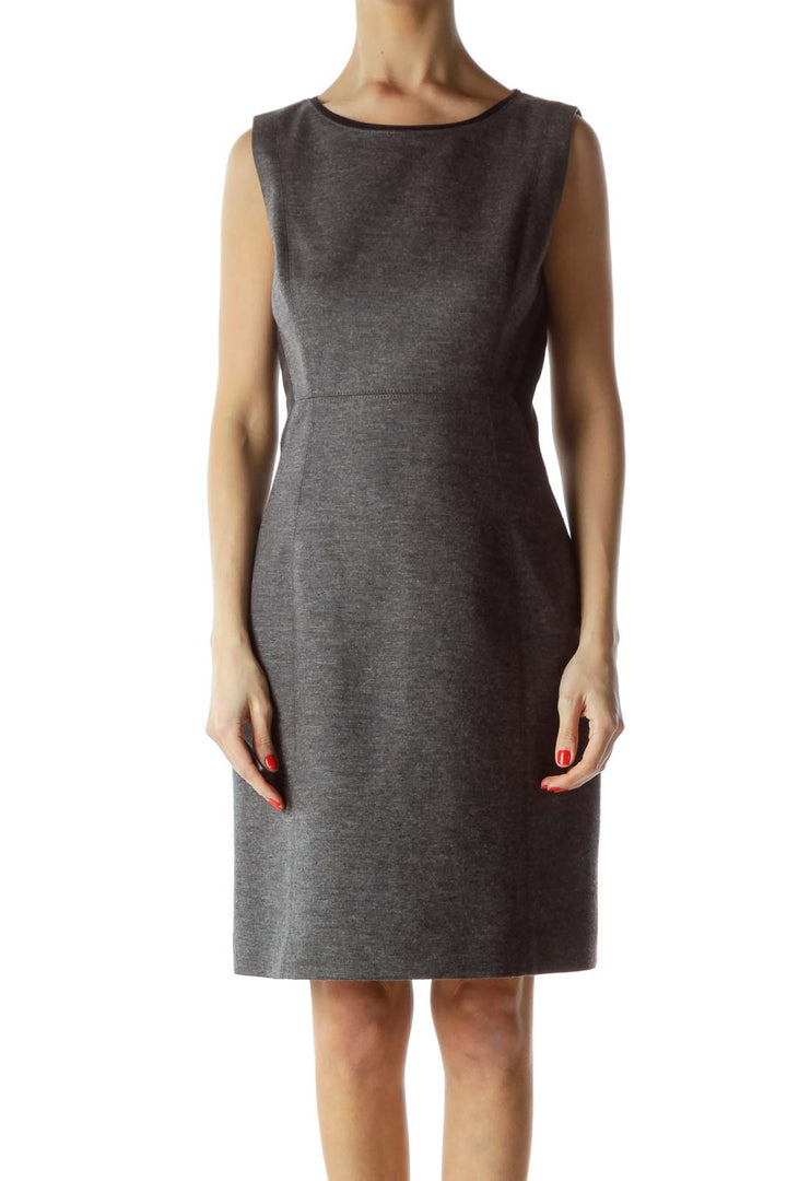 Gray Wool Color Block Sheath Dress