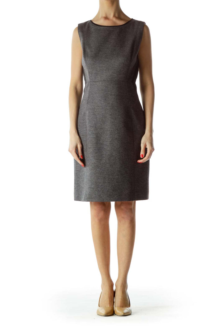 Gray Wool Color Block Sheath Dress