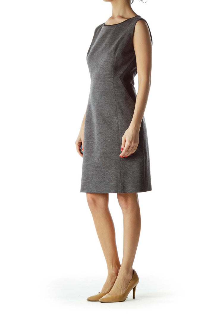 Gray Wool Color Block Sheath Dress