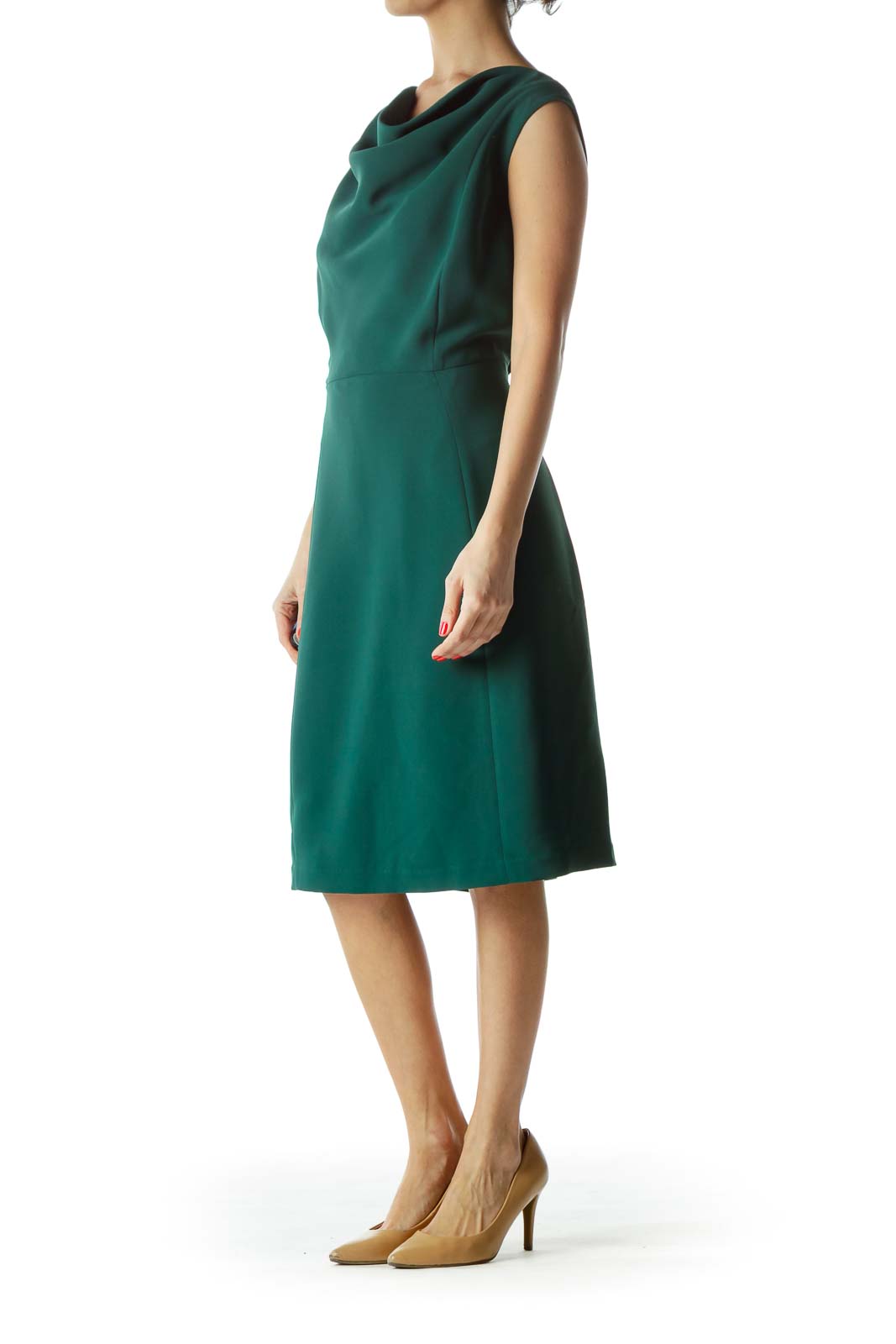 Green Boat Neck Dress