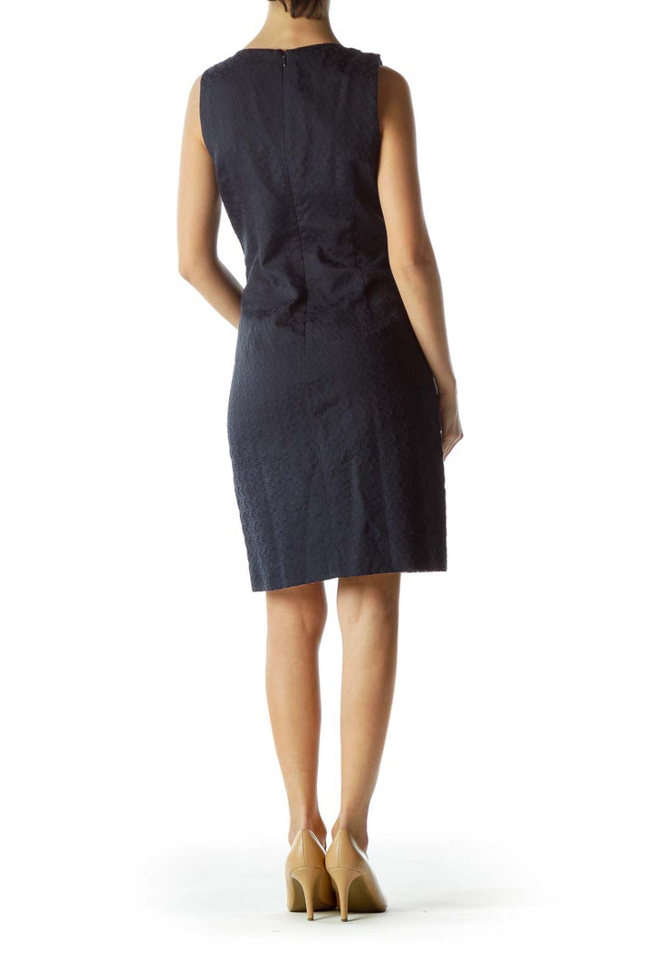 Navy Textured Sleeveless Dress