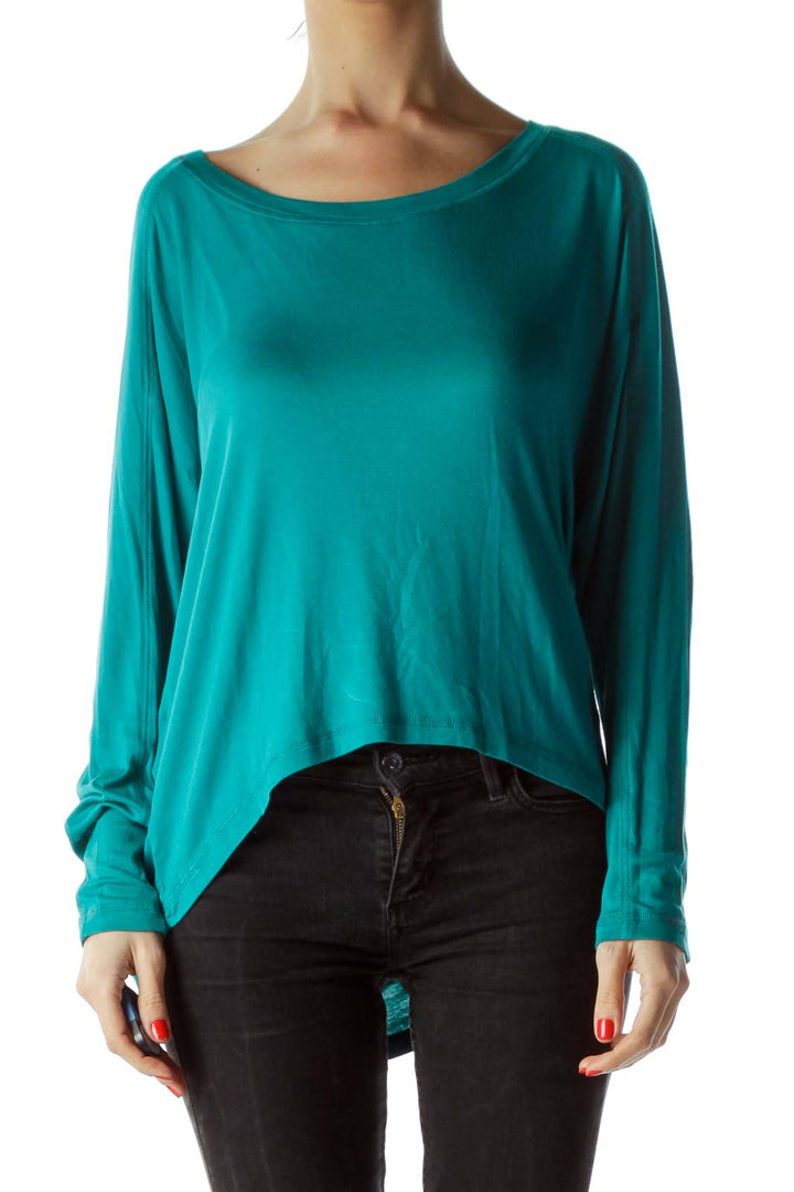 Teal Green Long Sleeve Jersey-Knit Top