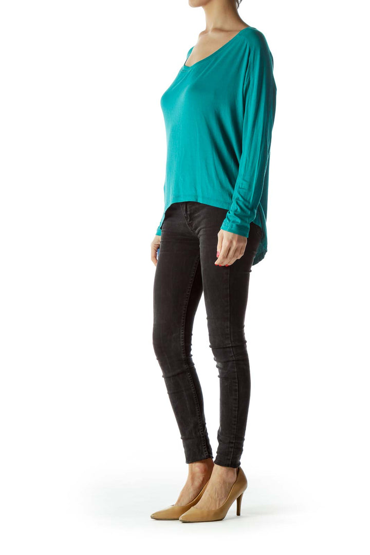 Teal Green Long Sleeve Jersey-Knit Top