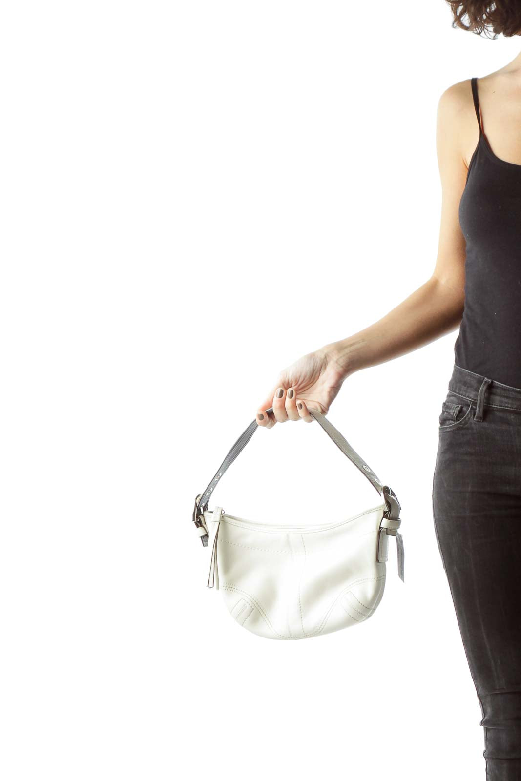 Cream Buckle Hardware Shoulder Bag