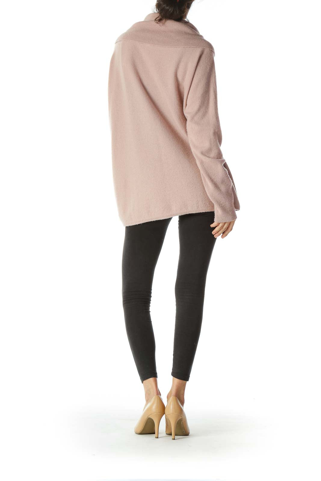 Pastel Pink 100% Cashmere Cowl Turtleneck Sweater