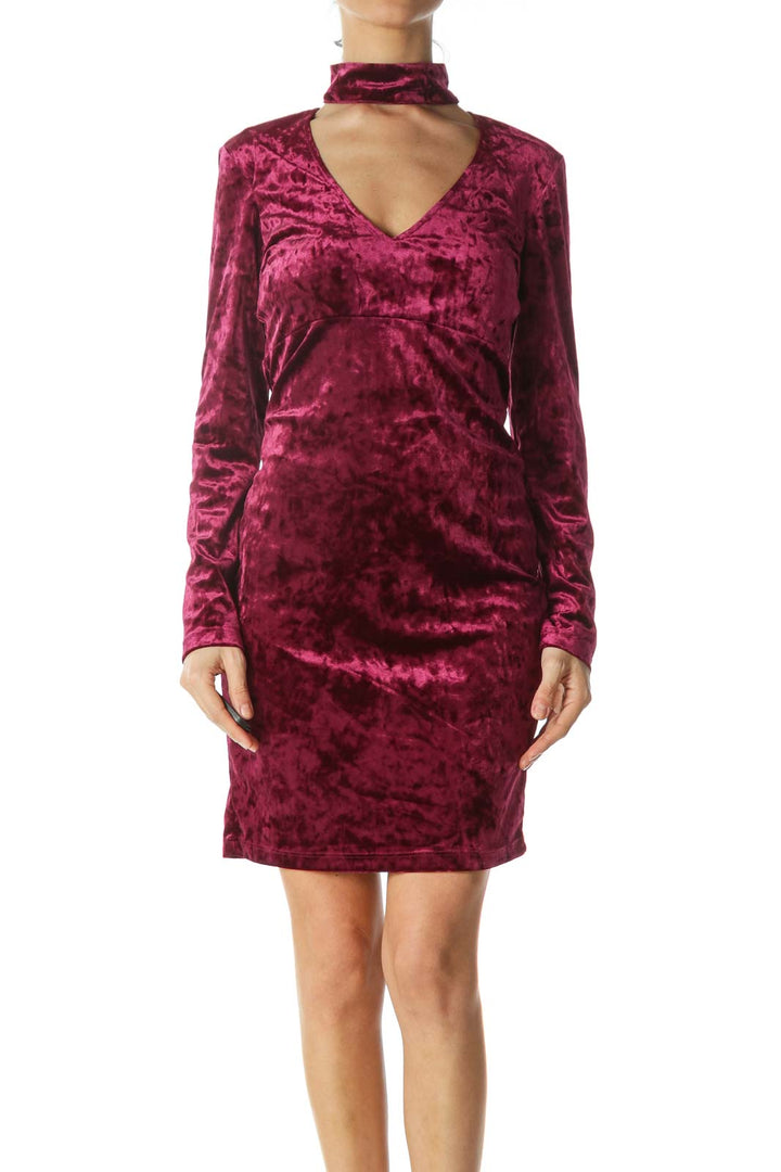 Purple Velvet Long Sleeve Sexy Dress