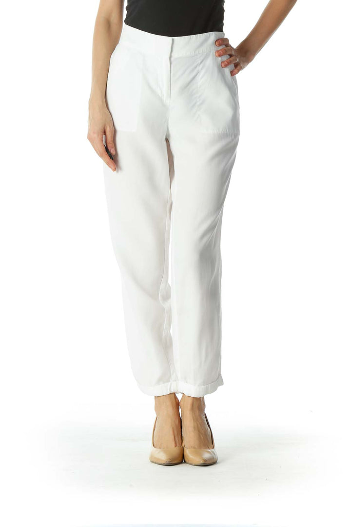 White Slim-Fit Cropped Pant