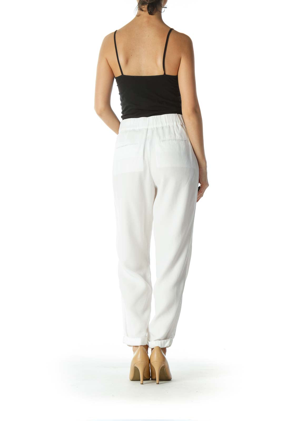 White Slim-Fit Cropped Pant