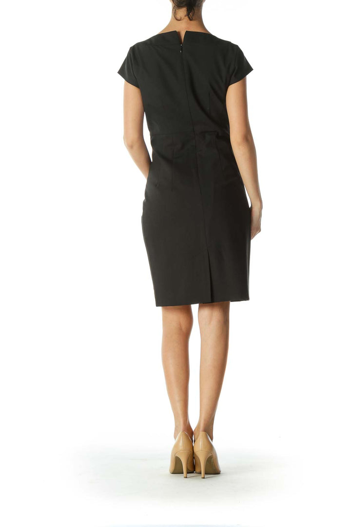 Black Short-Sleeve Work Dress