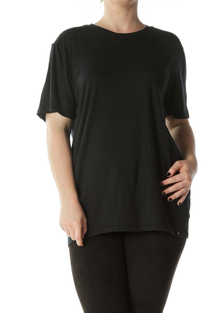 Black Round-Neck Cotton T-Shirt