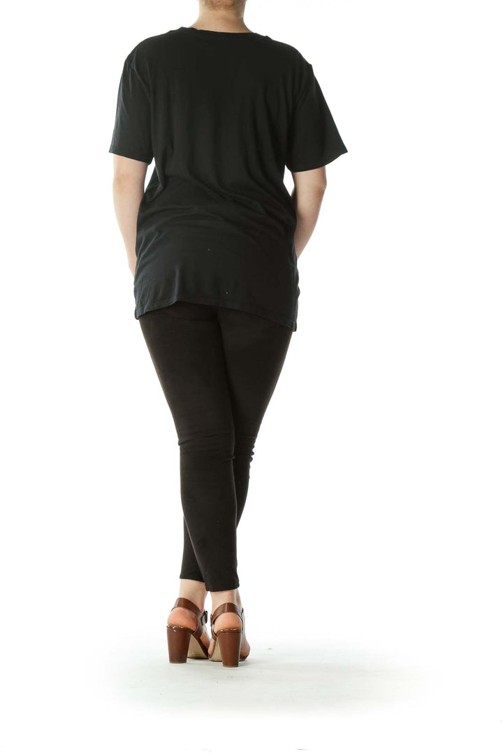 Black Round-Neck Cotton T-Shirt