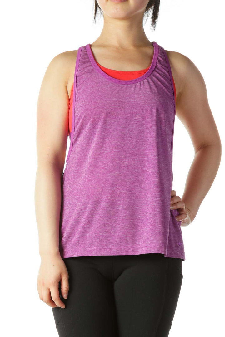 Purple Orange Sports Top with Built-In Bra