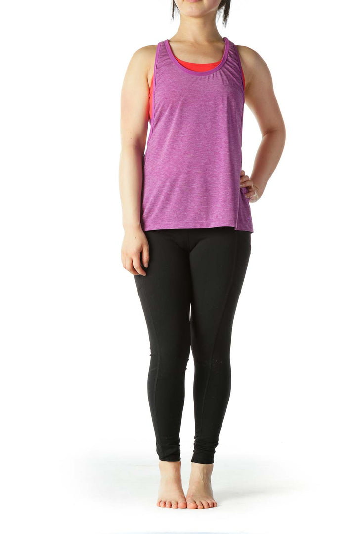 Purple Orange Sports Top with Built-In Bra