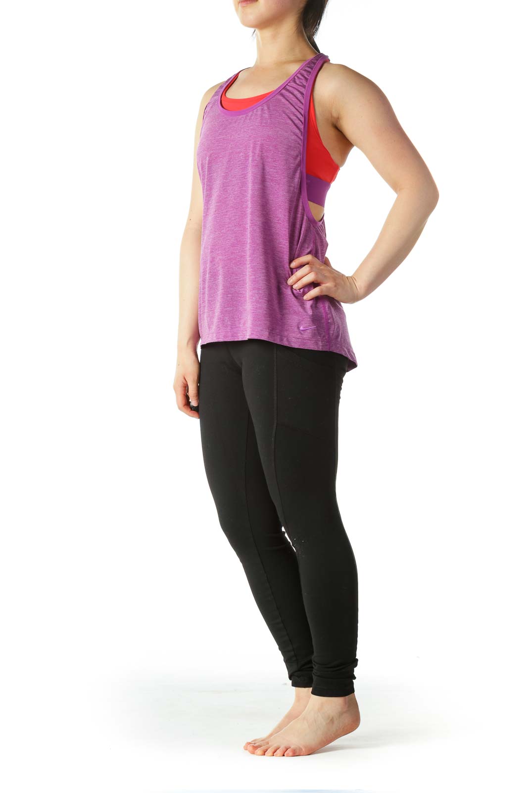 Purple Orange Sports Top with Built-In Bra