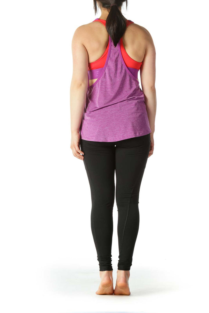 Purple Orange Sports Top with Built-In Bra