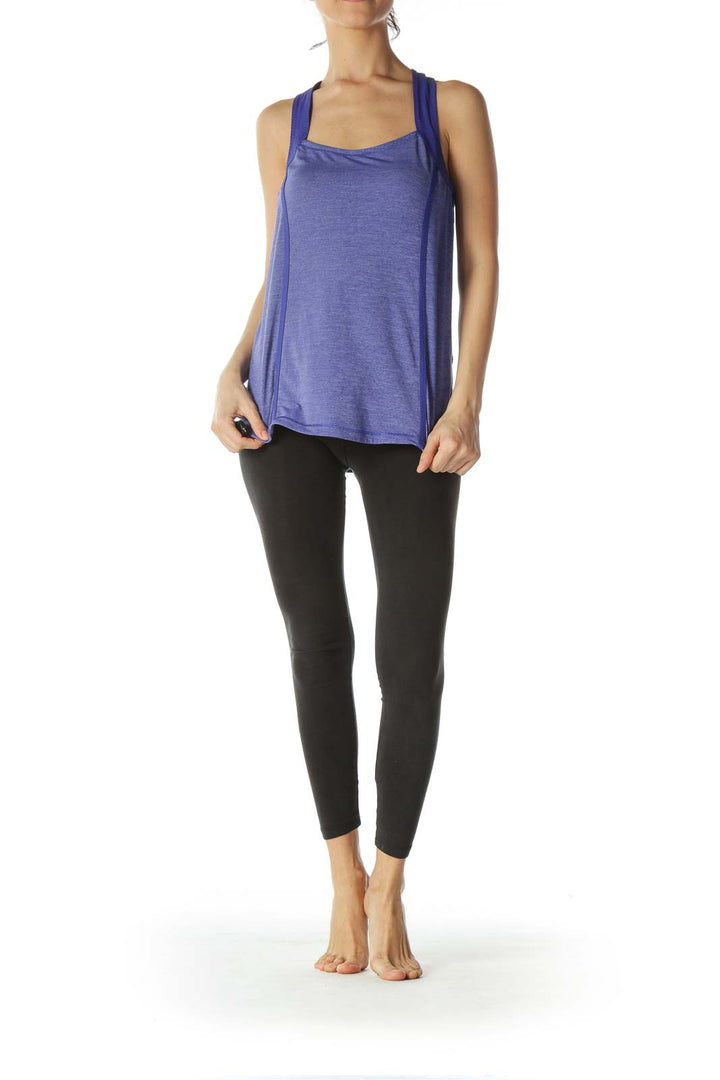 Purple Back Pleated Reflective Detail Sports Top