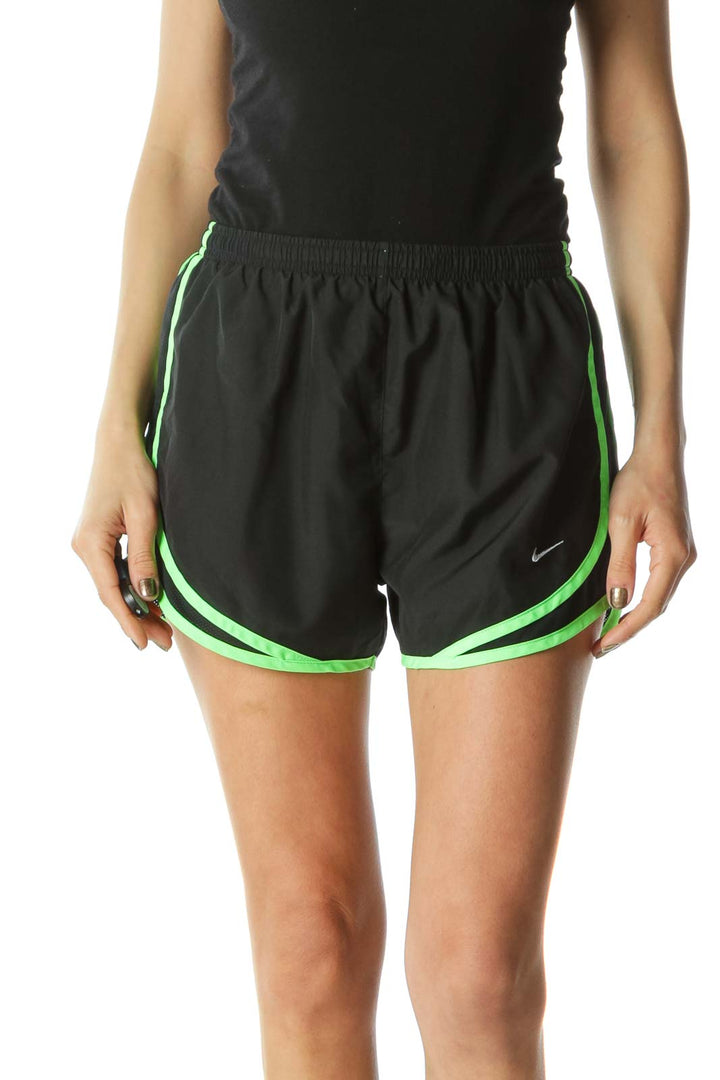 Black and Green Workout Short with Inside Lining