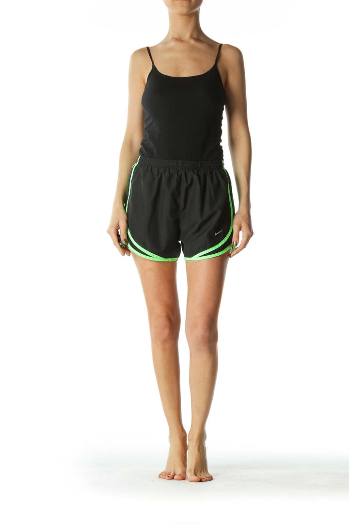 Black and Green Workout Short with Inside Lining