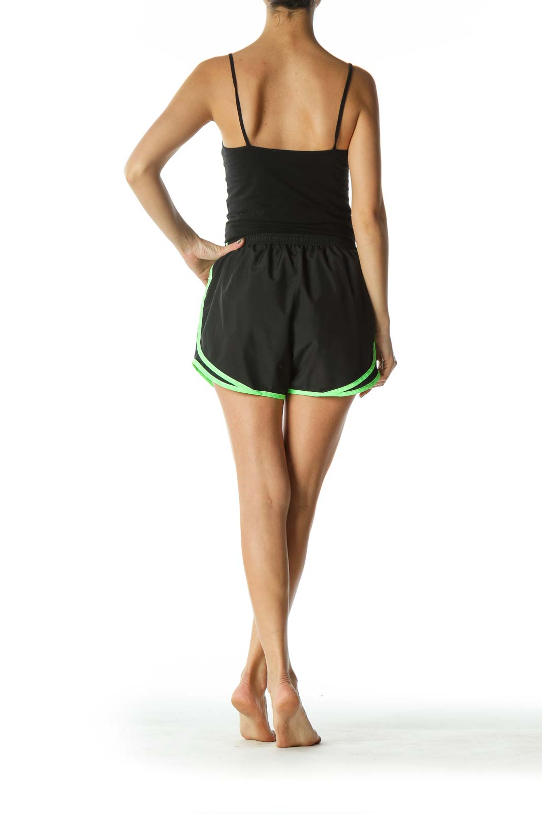 Black and Green Workout Short with Inside Lining