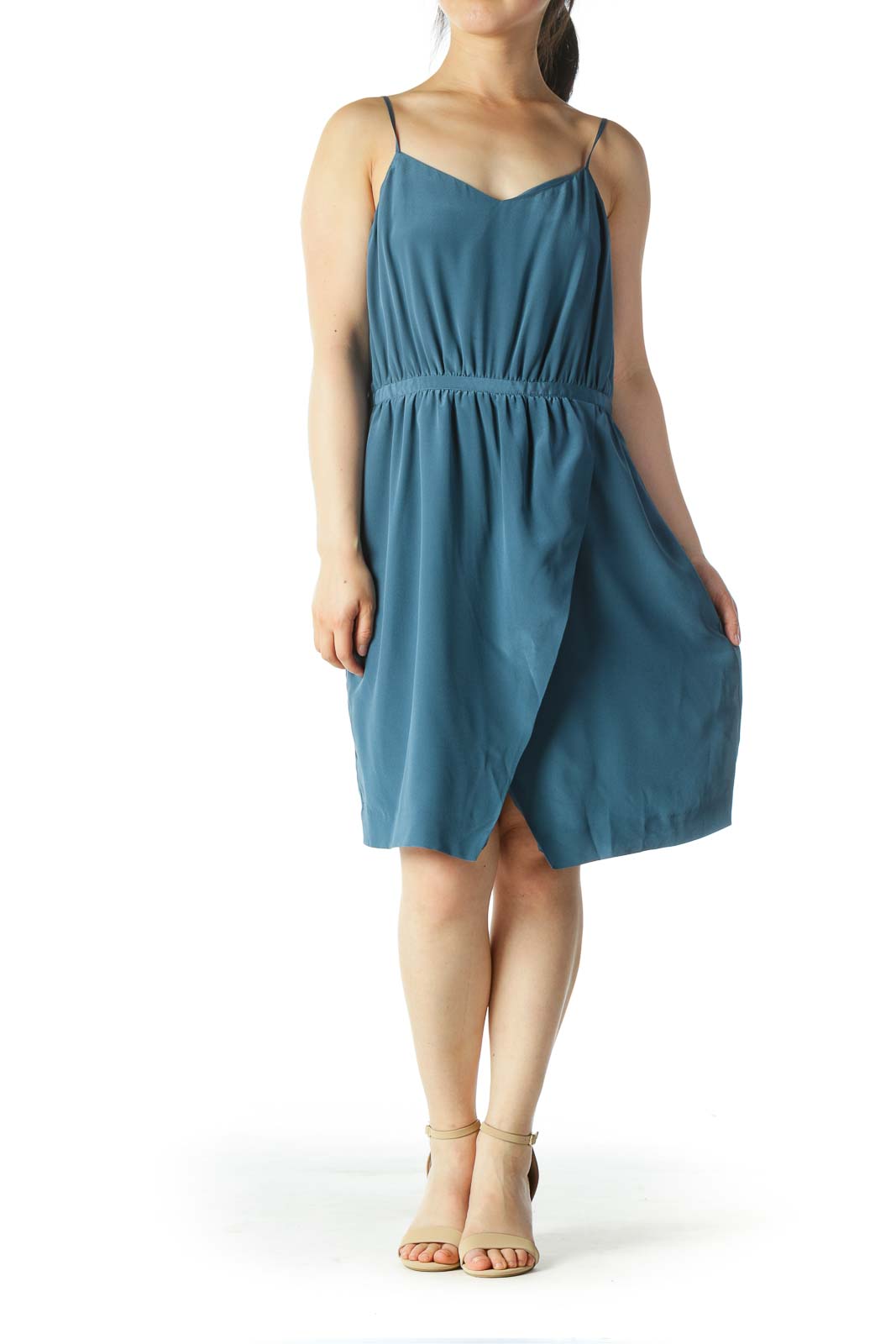 Blue Slitted Cocktail Dress